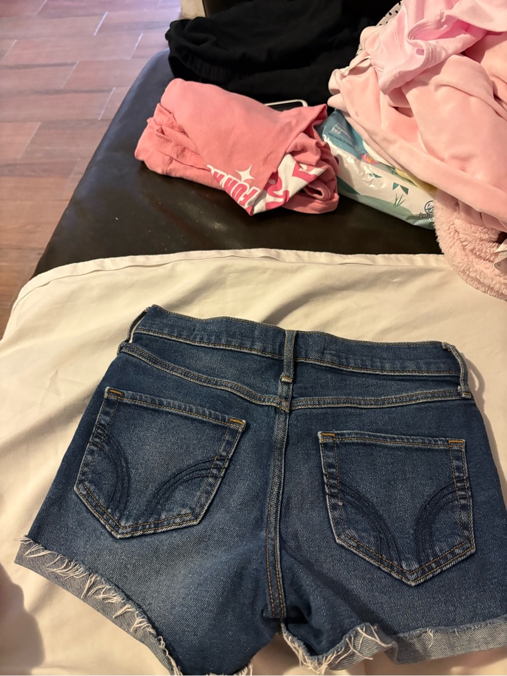 Denim High-Waist Cutoff Shorts - Blue